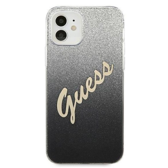 Guess GUHCP12SPCUGLSBK iPhone 12 mini 5,4" fekete kemény tok csillámos Gradient Script telefontok