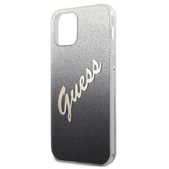 Guess GUHCP12SPCUGLSBK iPhone 12 mini 5,4" fekete kemény tok csillámos Gradient Script telefontok