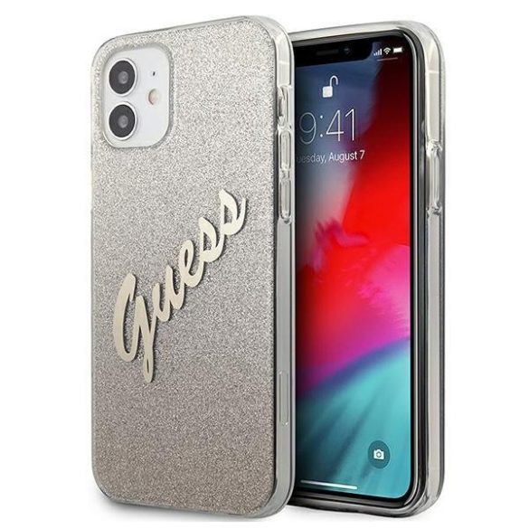 Guess GUHCP12SPCUGLSGO iPhone 12 mini 5,4" arany tok csillámos Gradient Script telefontok