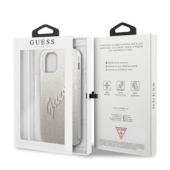 Guess GUHCP12SPCUGLSGO iPhone 12 mini 5,4" arany tok csillámos Gradient Script telefontok