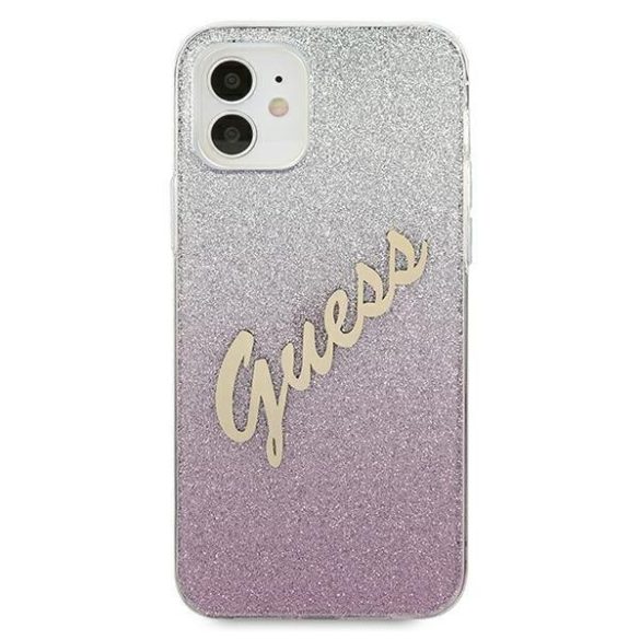 Guess GUHCP12SPCUGLSPI iPhone 12 mini 5,4" rózsaszín tok csillámos Gradient Script telefontok