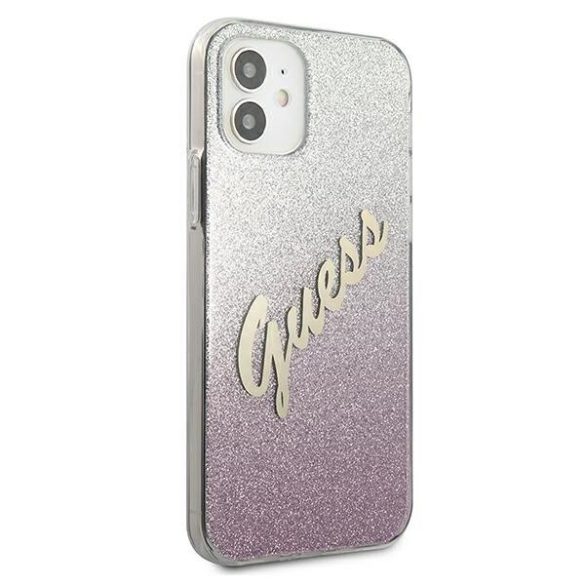 Guess GUHCP12SPCUGLSPI iPhone 12 mini 5,4" rózsaszín tok csillámos Gradient Script telefontok