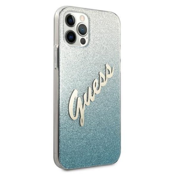 Guess GUHCP12LPCUGLSBL iPhone 12 Pro Max 6,7" kék tok csillámos Gradient Script telefontok
