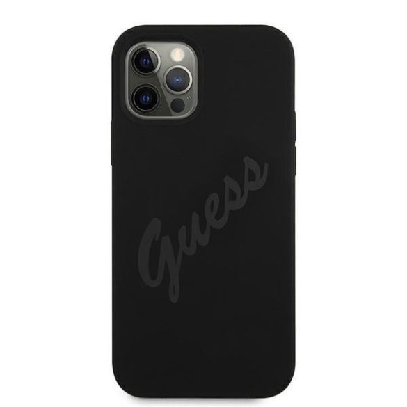 Guess GUHCP12LLSVSBK iPhone 12 Pro Max 6,7" fekete tok Script Vintage