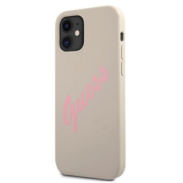 Guess GUHCP12SLSVSGP iPhone 12 mini 5,4" szürke rózsaszín tok Szilikon Vintage