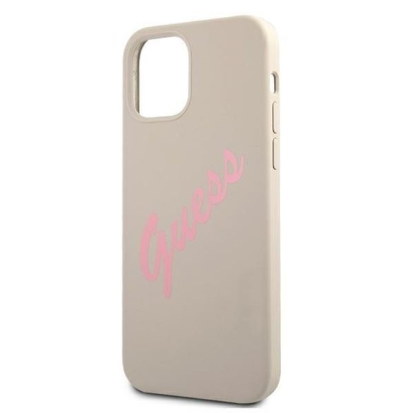 Guess GUHCP12MLSVSGP iPhone 12 / iPhone 12 Pro 6,1" szürke rózsaszín tok Szilikon Vintage