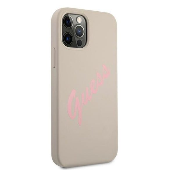 Guess GUHCP12LLSVSGP iPhone 12 Pro Max 6,7" szürke rózsaszín tok Szilikon Vintage