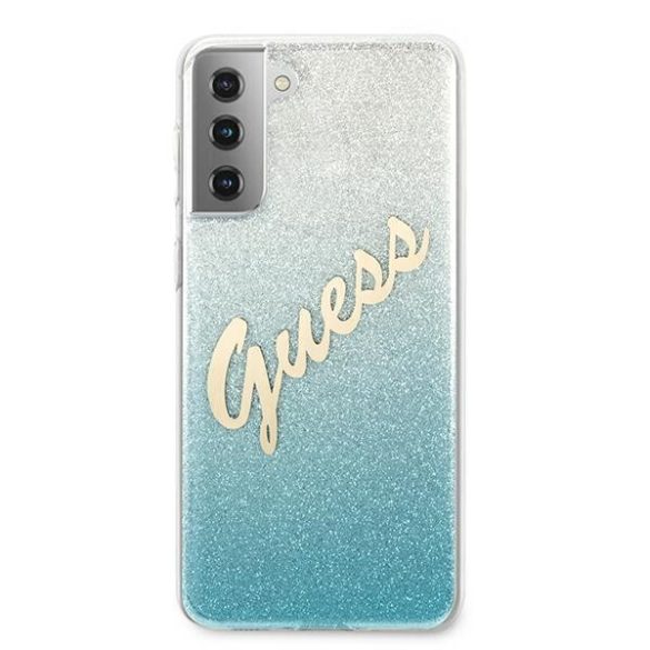 Guess GUHCS21MPCUGLSBL S21 + G996 kék tok csillámos Gradient Script