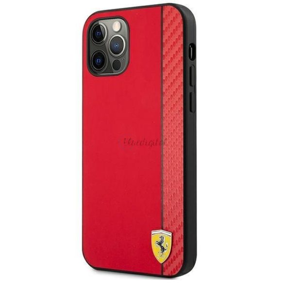 Ferrari FESAXHCP12MRE iPhone 12 / iPhone 12 Pro 6,1" piros tok On Track Carbon Stripe