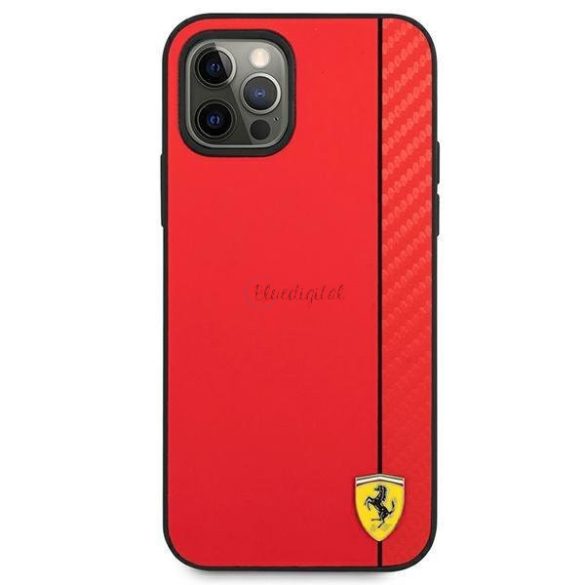Ferrari FESAXHCP12MRE iPhone 12 / iPhone 12 Pro 6,1" piros tok On Track Carbon Stripe