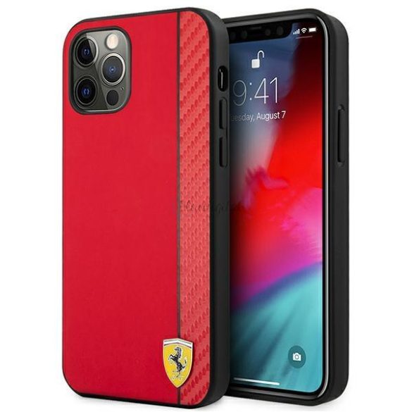 Ferrari FESAXHCP12LRE iPhone 12 Pro Max 6,7" piros tok On Track Carbon Stripe