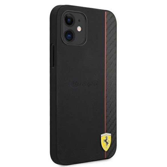 Ferrari FESAXHCP12SBK iPhone 12 mini 5,4" fekete kemény tok On Track Carbon Stripe