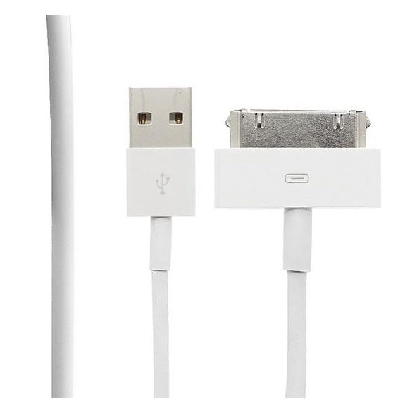 Kábel USB IPHONE 30 PIN FEHÉR 1M 3G 3GS 4 4S iPod nano Érintő