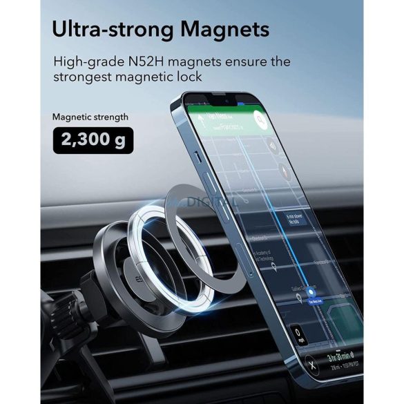 ESR Halolock mágneses MagSafe autós tartó szellőzőrácshoz szürke (21396-0)