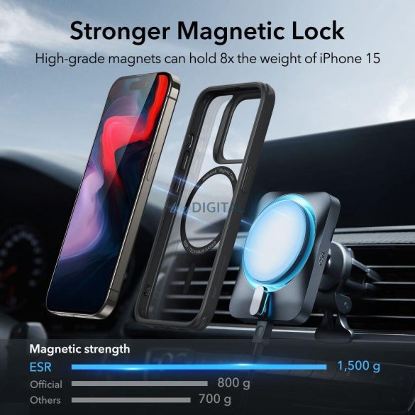 ESR CH HALOLOCK MAGSAFE iPhone 15 PRO MAX ÁTLÁTSZÓ/FEKETE tok