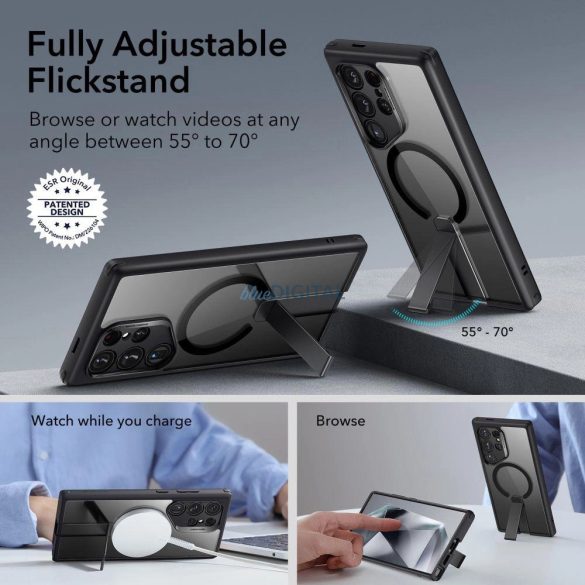 ESR Flickstand Boost Halolock tok Samsung Galaxy S24 Ultra készülékhez - átlátszó fekete