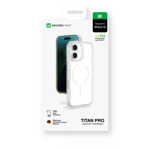 AmazingThing Titan Pro MagSafe-kompatibilis tok iPhone 16 - átlátszó