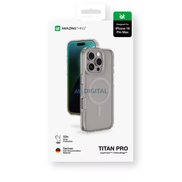 AmazingThing Titan Pro MagSafe-kompatibilis tok iPhone 16 Pro Max - szürke
