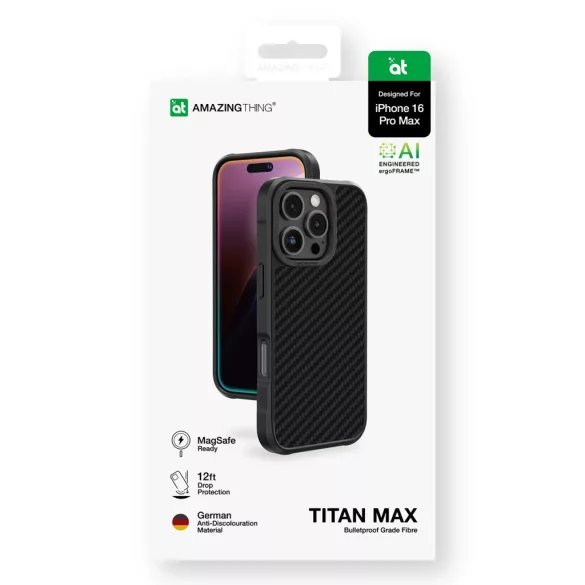 AmazingThing Titan Max 1500D Aramid Fibers tok iPhone 16 Pro Max - fekete