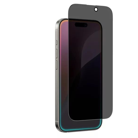 AmazingThing Radix Privacy Glass betekintésvédett edzett üveg fekete szegéllyel iPhone 16
