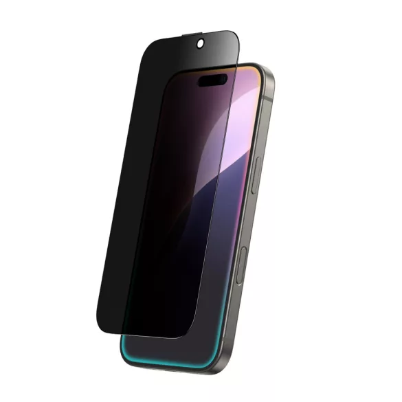 AmazingThing Titan Privacy Glass betekintésvédett edzett üveg fekete szegéllyel iPhone 16 Plus