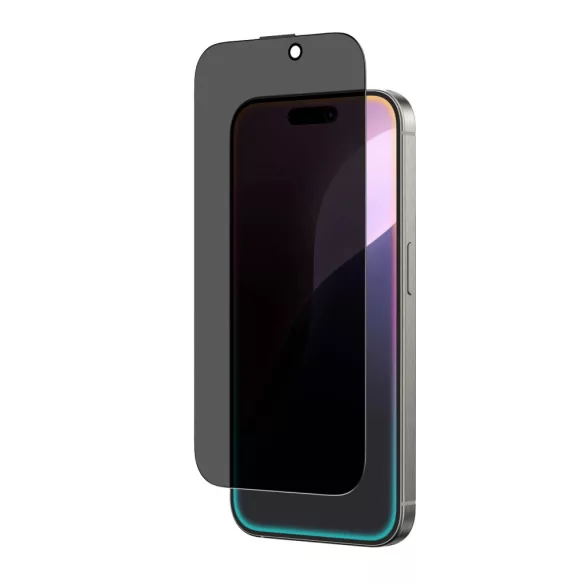 AmazingThing Titan Privacy Glass betekintésvédett edzett üveg fekete szegéllyel iPhone 16 Plus