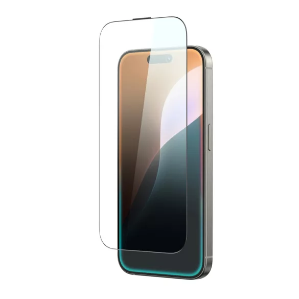 AmazingThing Titan Max kékfényszűrős tükröződésmentes edzett üveg fekete szegéllyel iPhone 16 Pro Max