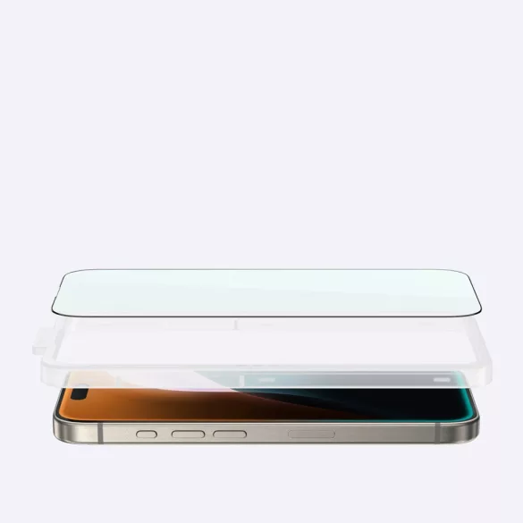 AmazingThing Titan Max kékfényszűrős tükröződésmentes edzett üveg fekete szegéllyel iPhone 16 Pro Max