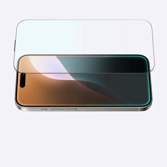 AmazingThing Titan Max kékfényszűrős tükröződésmentes edzett üveg fekete szegéllyel iPhone 16 Pro Max