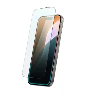 AmazingThing Titan Max kékfényszűrős tükröződésmentes edzett üveg fekete szegéllyel iPhone 16 Plus