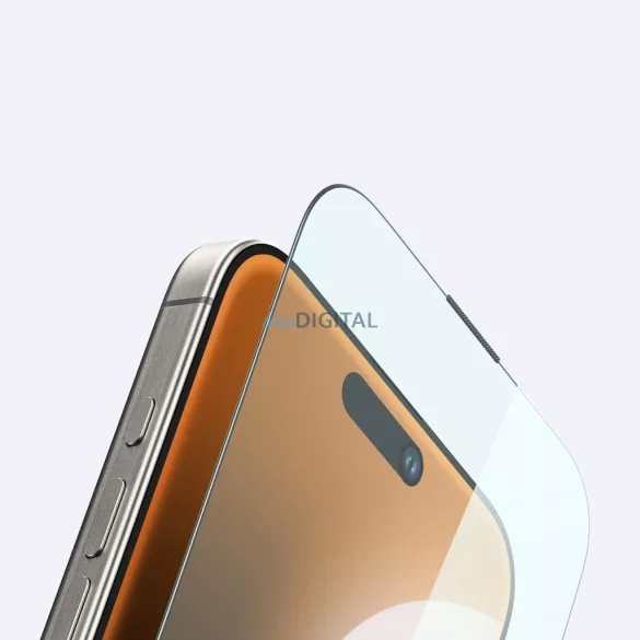 AmazingThing Titan Max kékfényszűrős tükröződésmentes edzett üveg fekete szegéllyel iPhone 16