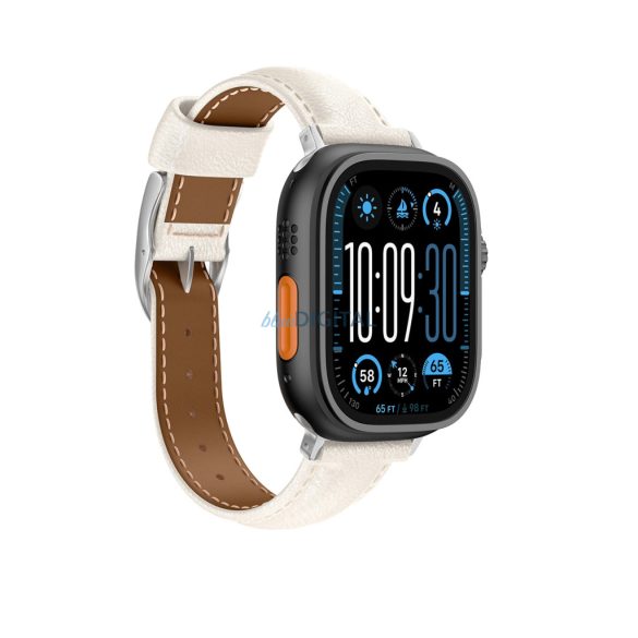 AmazingThing Class Band szíj Apple Watch 45 / 46 / 49 mm-es órájához - világos bézs színű
