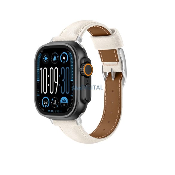AmazingThing Class Band szíj Apple Watch 45 / 46 / 49 mm-es órájához - világos bézs színű