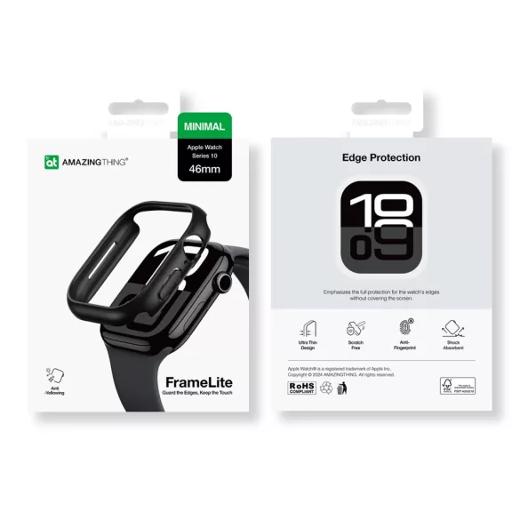 AmazingThing Minimal tok Apple Watch 10 (46mm) - fekete