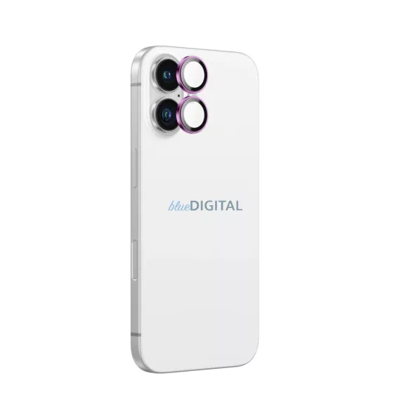 AmazingThing AR Aluminum kamera lencse védő edzett üveg rózsaszínű szegéllyel iPhone 16/16 Plus