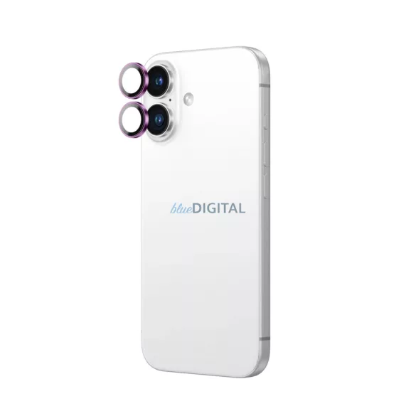 AmazingThing AR Aluminum kamera lencse védő edzett üveg rózsaszínű szegéllyel iPhone 16/16 Plus