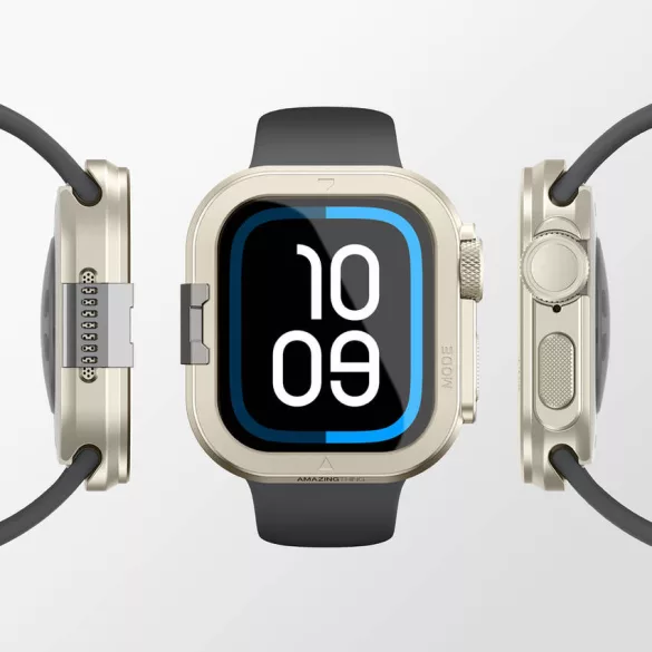 AmazingThing Titan Pro fém tok Apple Watch 11 46mm alumíniumhoz - titán