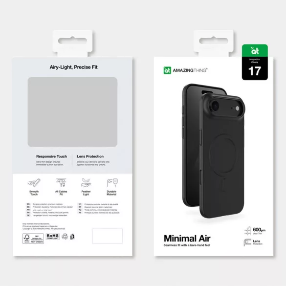 AmazingThing Minimal Air tok iPhone 17 Air készülékhez, kompatibilis a MagSafe rendszerrel - fekete