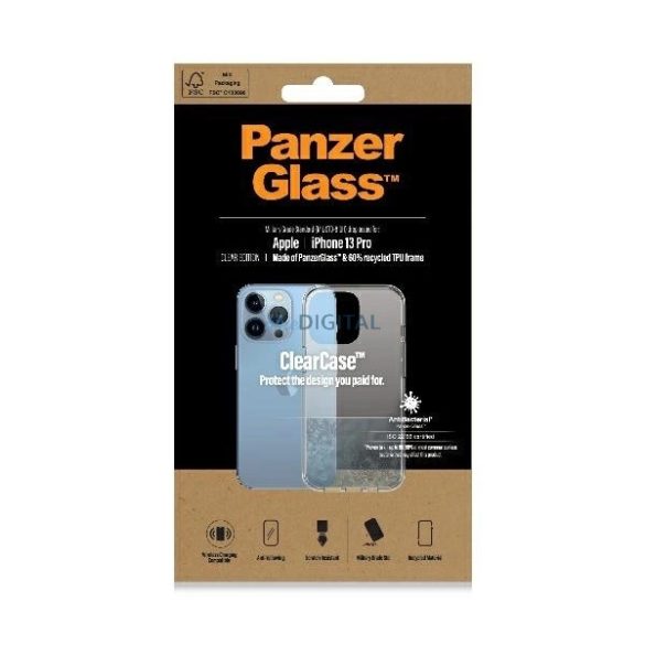 PanzerGlass ClearCase Military Grade Antibacterial tok iPhone 13 Pro - átlátszó