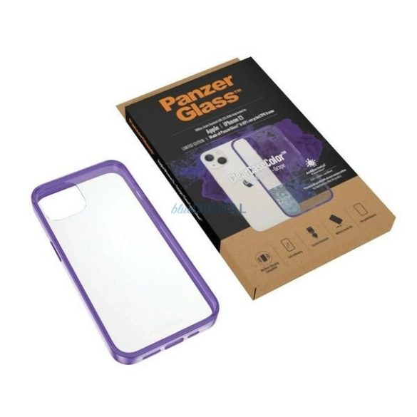 PanzerGlass ClearCase Military Grade Antibacterial tok iPhone 13/14/15 - átlátszó-lila