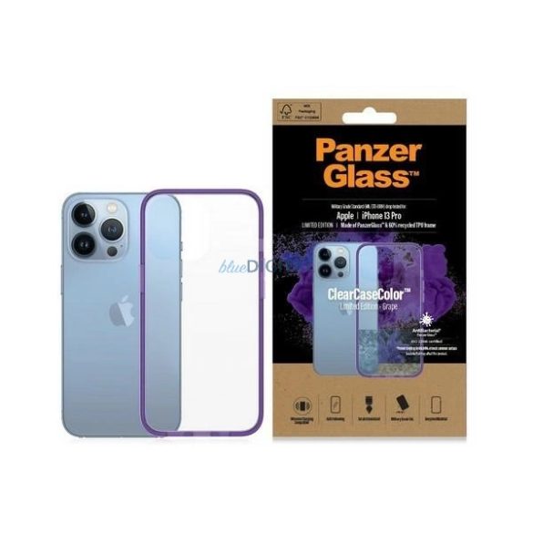 PanzerGlass ClearCase Military Grade Antibacterial tok iPhone 13 Pro - átlátszó-lila