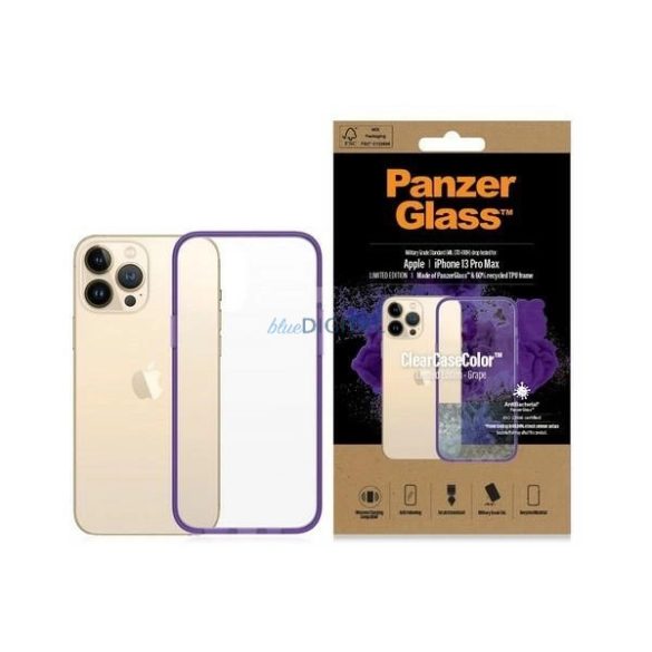 PanzerGlass ClearCase Military Grade Antibacterial tok iPhone 13 Pro Max - átlátszó-lila