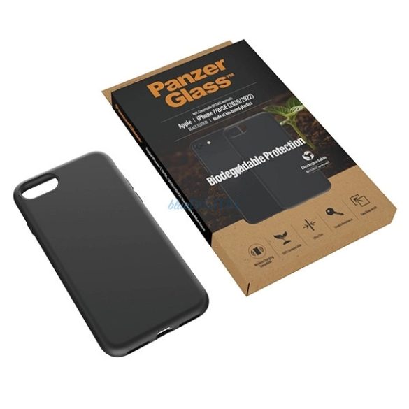 PanzerGlass Biodegradable Case tok iPhone SE 2022 / iPhone SE 2020 / iPhone 7 / iPhone 8 - fekete