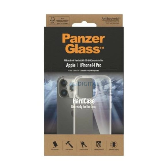 PanzerGlass HardCase Antibacterial Military Grade tok iPhone 14 Pro - átlátszó