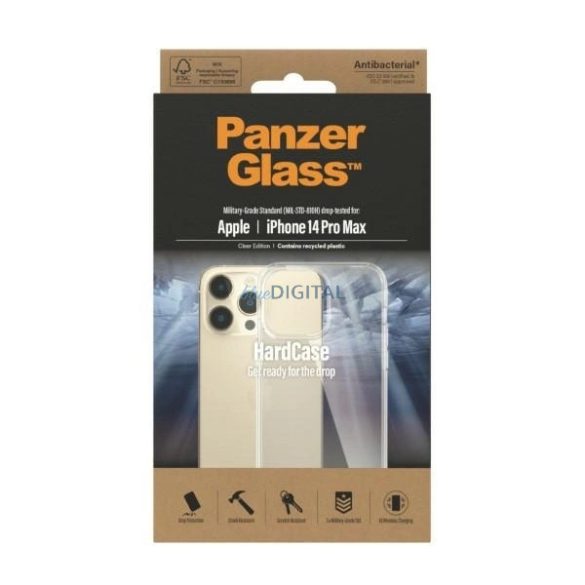 PanzerGlass HardCase Antibacterial Military Grade tok iPhone 14 Pro Max - átlátszó