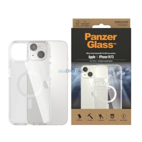 PanzerGlass HardCase Antibacterial Military Grade MagSafe tok iPhone 13/14/15 - átlátszó