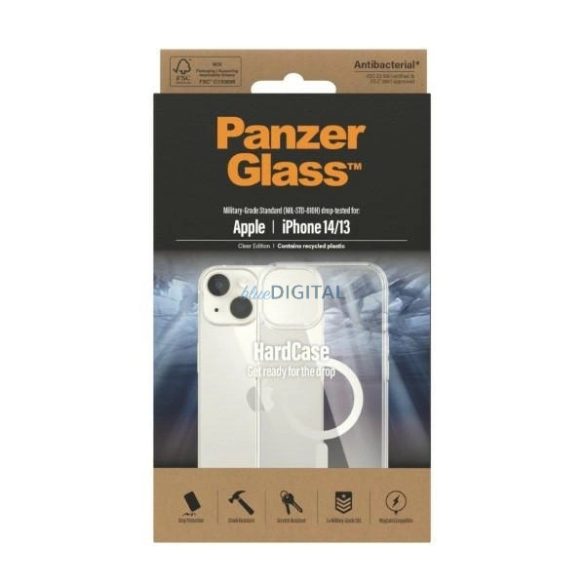 PanzerGlass HardCase Antibacterial Military Grade MagSafe tok iPhone 13/14/15 - átlátszó