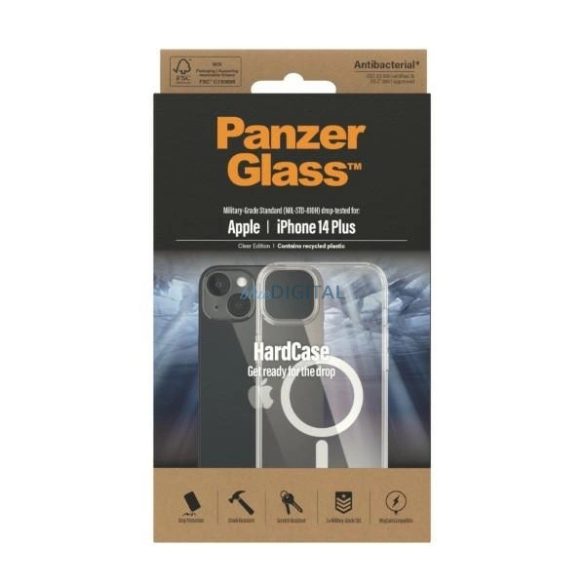 PanzerGlass HardCase Antibacterial Military Grade MagSafe tok iPhone 14 Plus/15 Plus - átlátszó