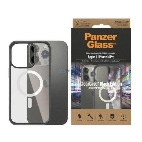 PanzerGlass ClearCase Antibacterial MagSafe tok iPhone 14 Pro - fekete