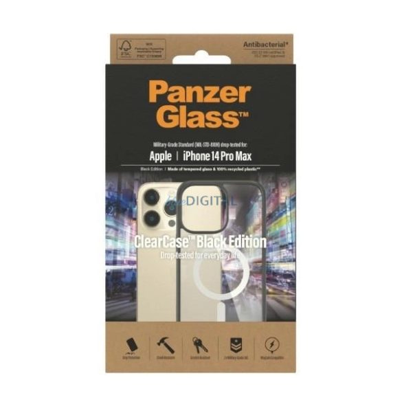 PanzerGlass ClearCase Antibacterial MagSafe tok iPhone 14 Pro Max - fekete